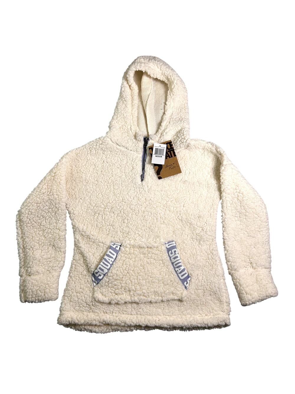 NWT Chance or Fate Sherpa Hoodie Kids Medium 1/4 Zip Snow Peak White Squad